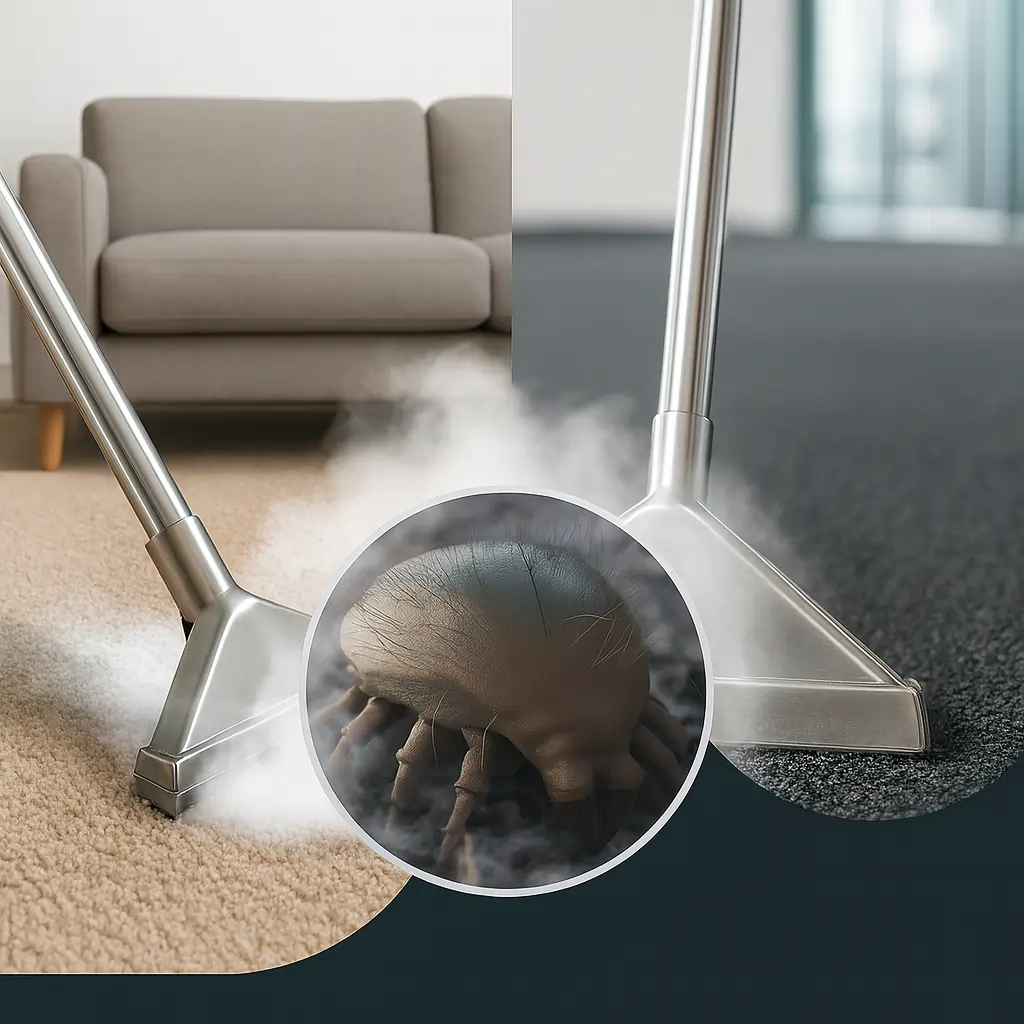 Vacuum vs steam carpet cleaning showing deep allergen removal in Richmond TX